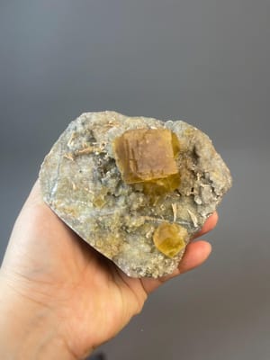 Golden fluorite crystal cluster from closed Anhui locality, China