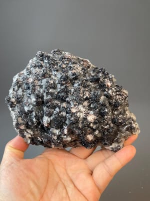 Hematite and calcite crystal cluster multi-mineral specimen