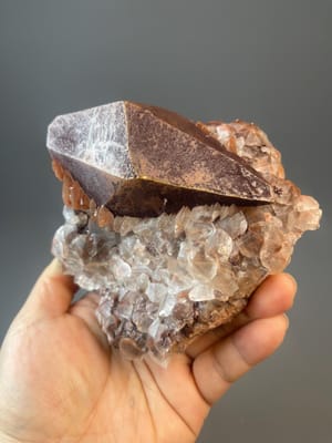 Deep red octahedral calcite crystal from Daye, Hubei, China