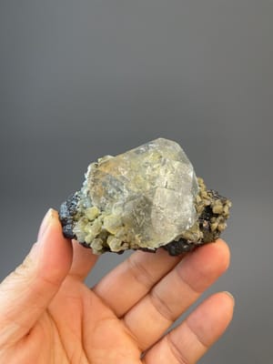 White spherical fluorite with cassiterite from Inner Mongolia, China