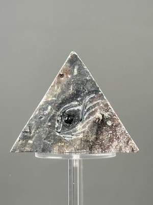 Hand-carved pyramid from natural zinc ore and agate, China