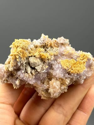 Purple gypsum crystal cluster in floral formation from Guizhou, China