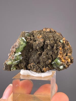 Green grossular garnet raw crystal cluster from Tanzania
