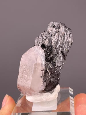 Cassiterite in association with clear quartz from Yaogangxian Mine, Hunan