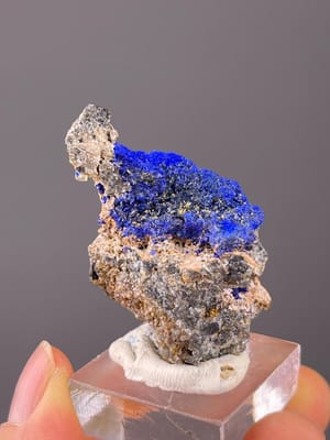 Azurite specimen from China with deep blue crystal formations