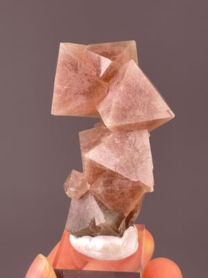 Red fluorite octahedral crystal cluster from Inner Mongolia