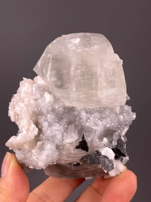Tall calcite crystal tower on matrix from Daye, Hubei