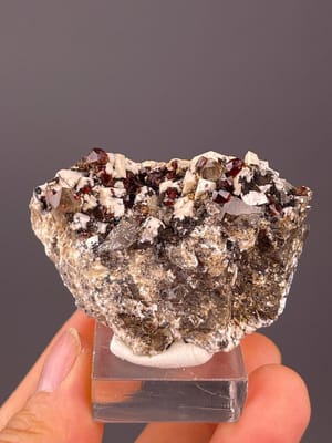Garnet with feldspar and smoky quartz from Fujian, China