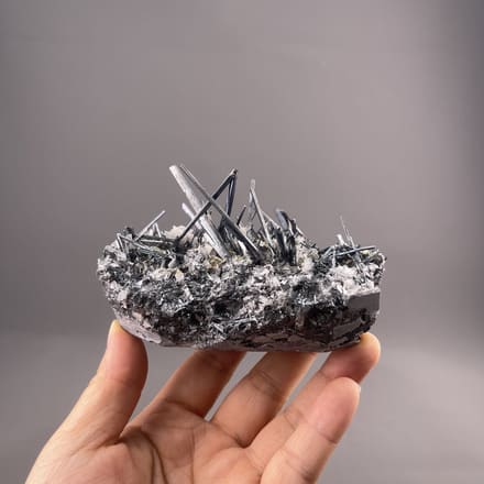Grey Acicular Stibnite Specimen from Lengshuijiang, Hunan, China