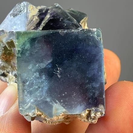 Unpolished blue phantom fluorite from Yindu, Inner Mongolia
