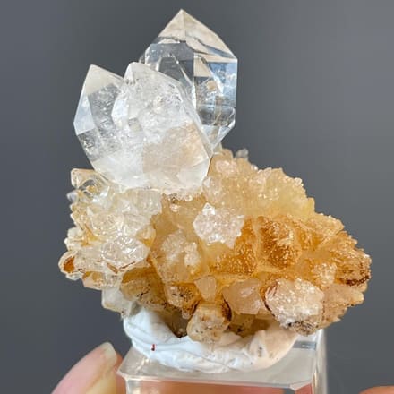 Clear quartz crystal specimen from Namibia, excellent transparency