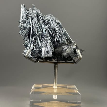 Front view of dense stibnite needle crystal formation from Hunan