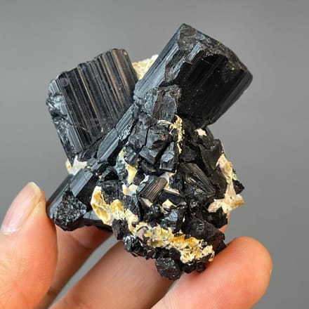 Black tourmaline schorl in X-shaped cluster formation
