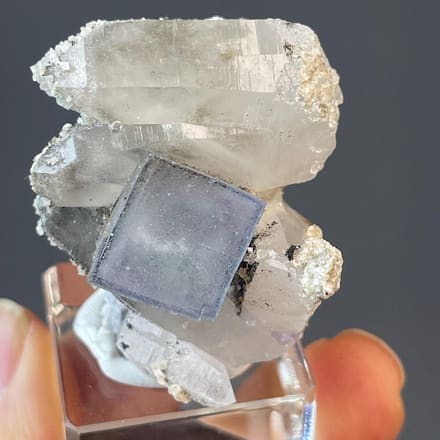 Blue fluorite with quartz from Yaogangxian, Hunan, China