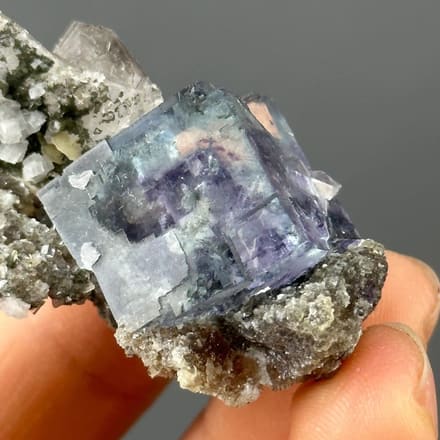 Purple phantom fluorite in step form from Yaogangxian, Hunan, China