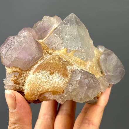Green and purple phantom fluorite cluster from Shangbao Mine, Hunan, China