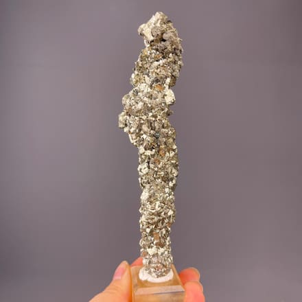 Columnar pyrite crystal from Navajún, Spain, stacked cubic form