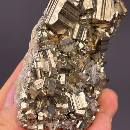Lustrous cubic pyrite with mirror faces from Navajún, La Rioja, Spain