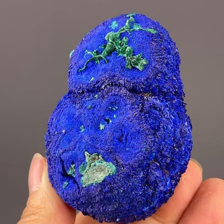 Museum-grade azurite with malachite alteration from China