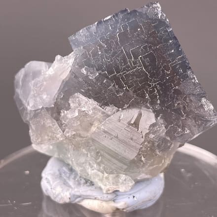 Etched purple-blue fluorite cube from Fujian China