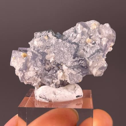 Blue cubic fluorite with calcite from Ma'anshan China
