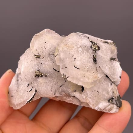 Petal calcite with pyrite Fujian China front view