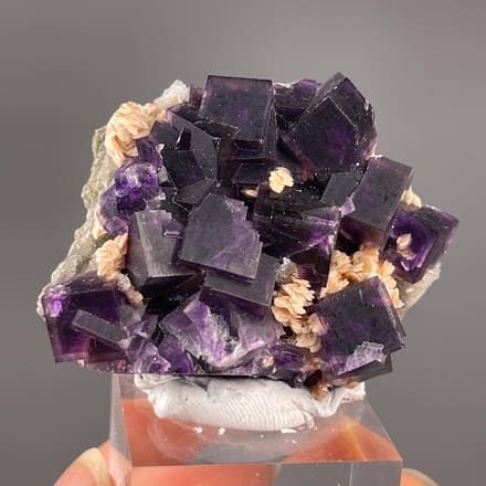 Purple fluorite with white calcite matrix from Anhui China