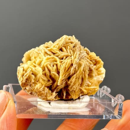 Front view of golden yellow barite crystal cluster from China