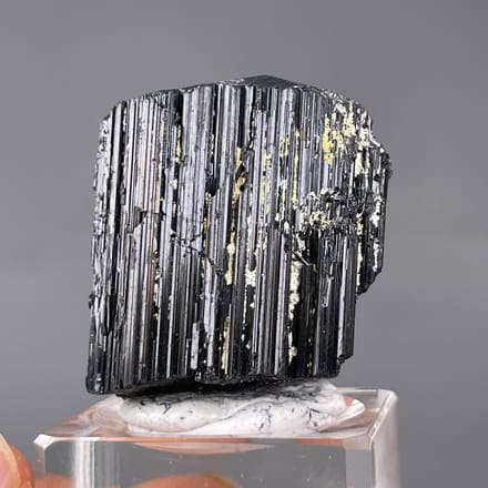 Front view of raw black tourmaline schorl cluster from Yunnan
