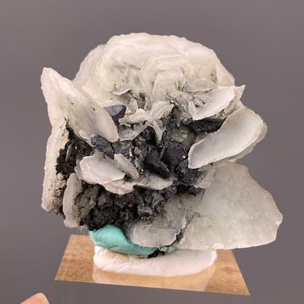Calcite specimen from Longyan, Fujian, China featuring white blades over dark matrix