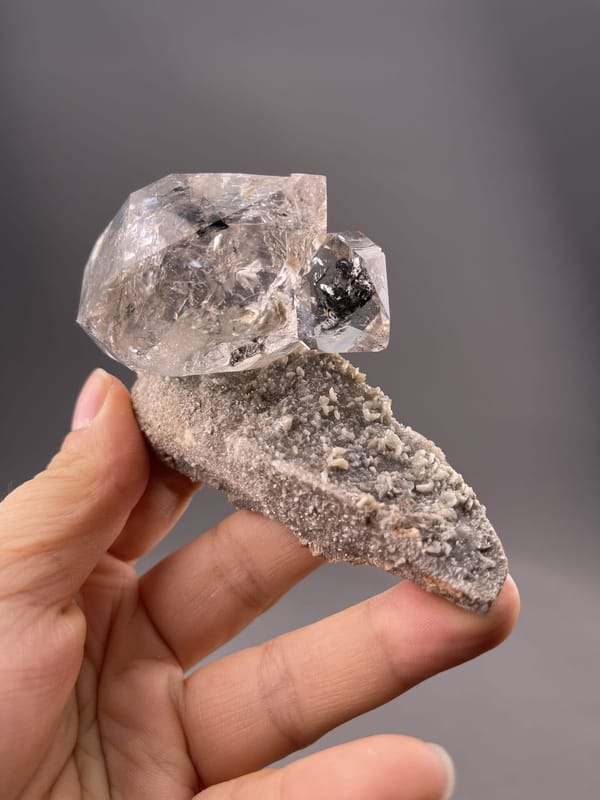 Large colorless doubly terminated quartz crystal, 4.4 g, excellent form