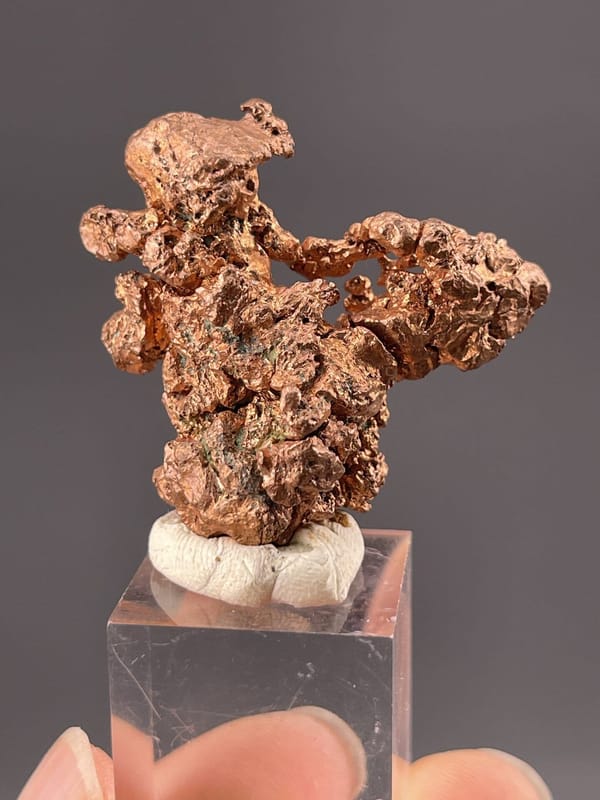 Side view of copper cluster showing mineral association