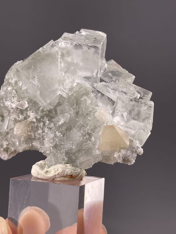 Top view of fluorite cube showing square face geometry