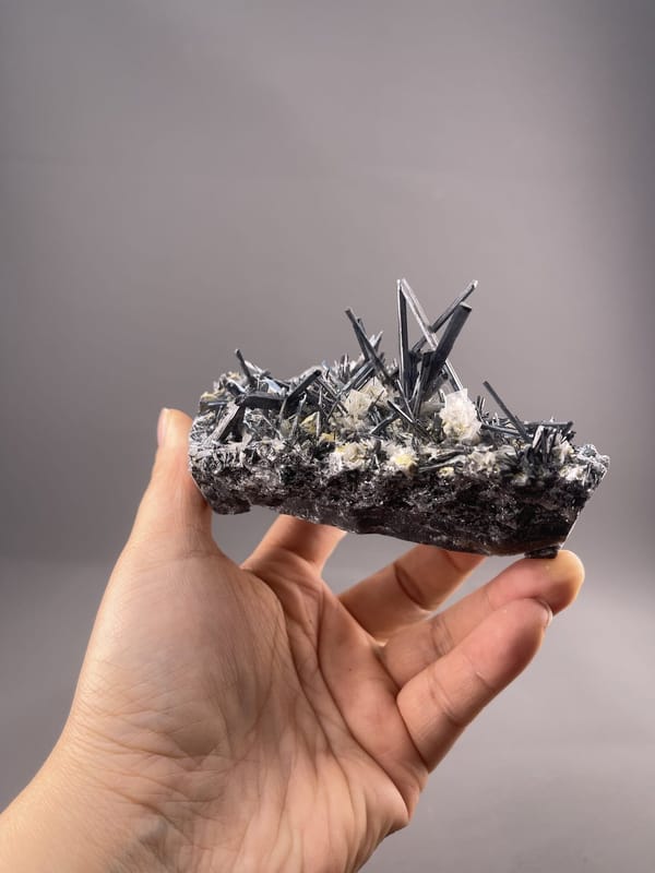 Stibnite Acicular Cluster from Lengshuijiang Mine, Hunan – lustre and transparency detail