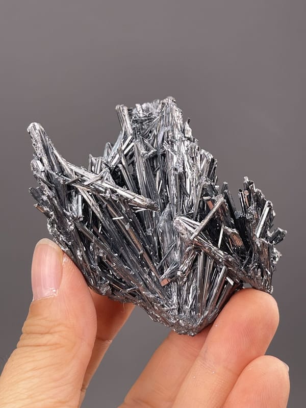 Metallic stibnite needles in striking radial arrangement, 3.4 g