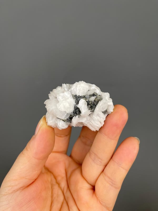 Side view of flower-form calcite crystal