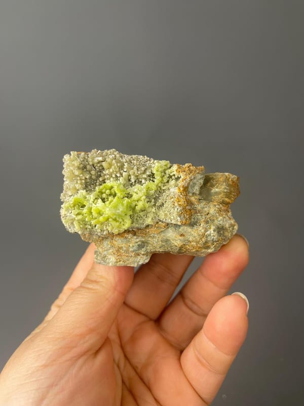 Close-up of vibrant green pyromorphite barrel crystals