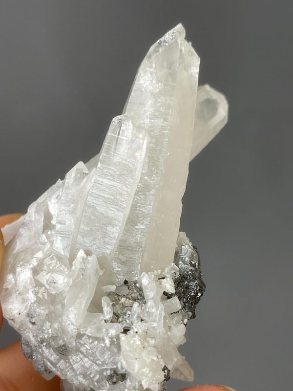 Back view of quartz pyrite cluster