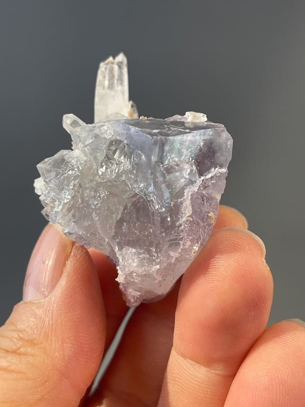 Scale reference of blue fluorite quartz specimen