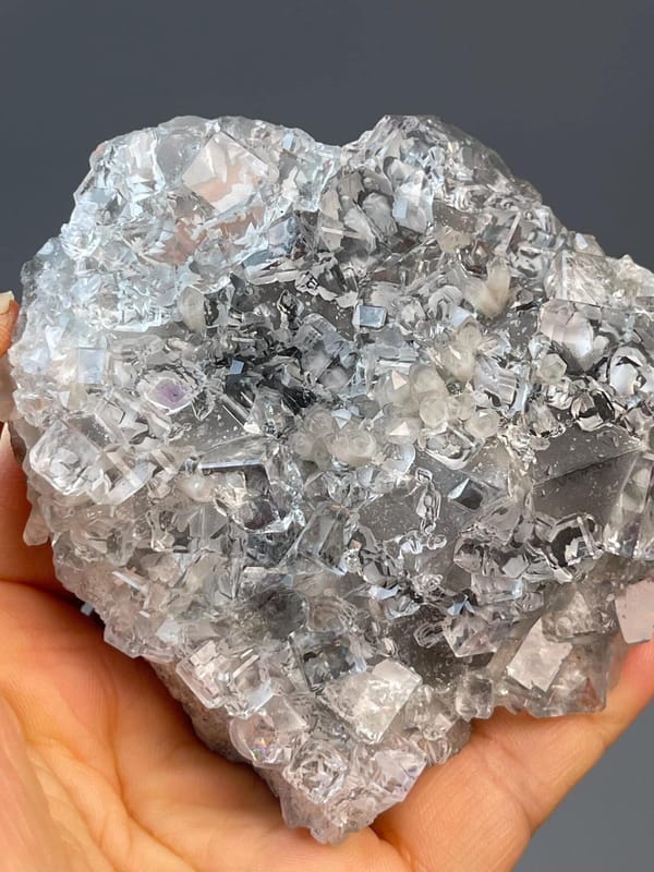 Clear fluorite cluster with diamond-like transparency from Zhejiang