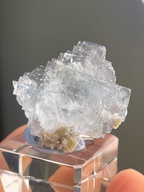 Blue phantom fluorite on white dolomite matrix, Hunan