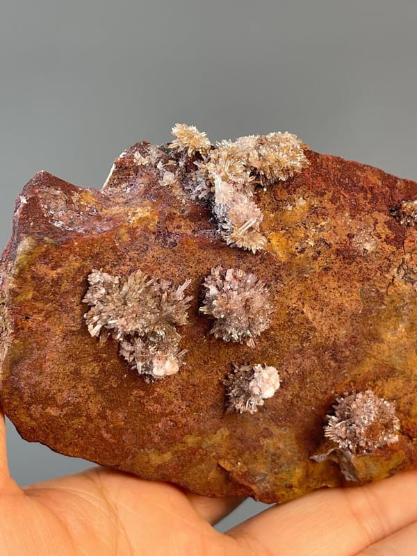 Coffee-colored rock matrix with fluorite crystal growth