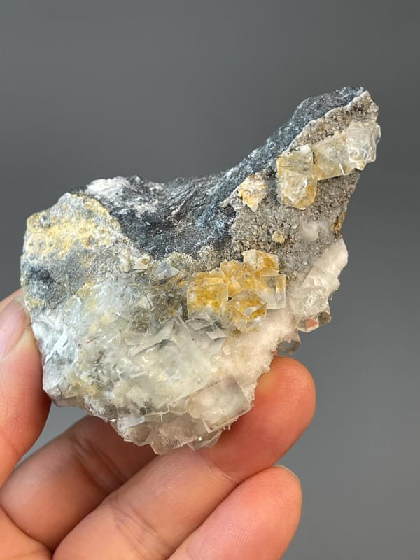 Top-down view of transparent fluorite cube