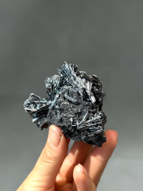 Side view of stibnite blade cluster Hunan