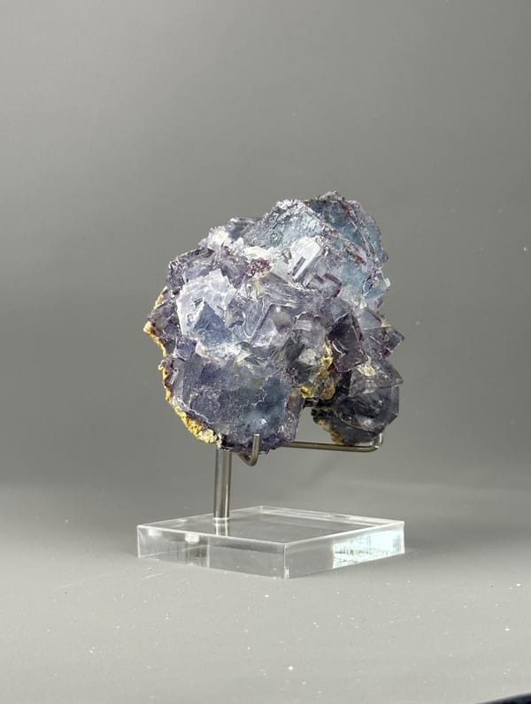 Close-up of deeply etched fluorite twin surface