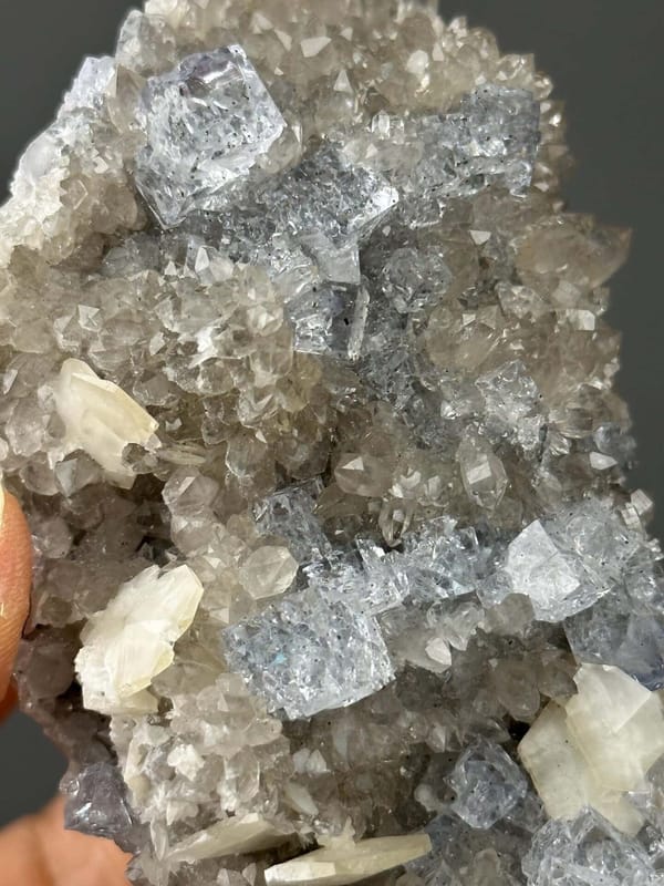 Blue fluorite cubic crystal habit close-up
