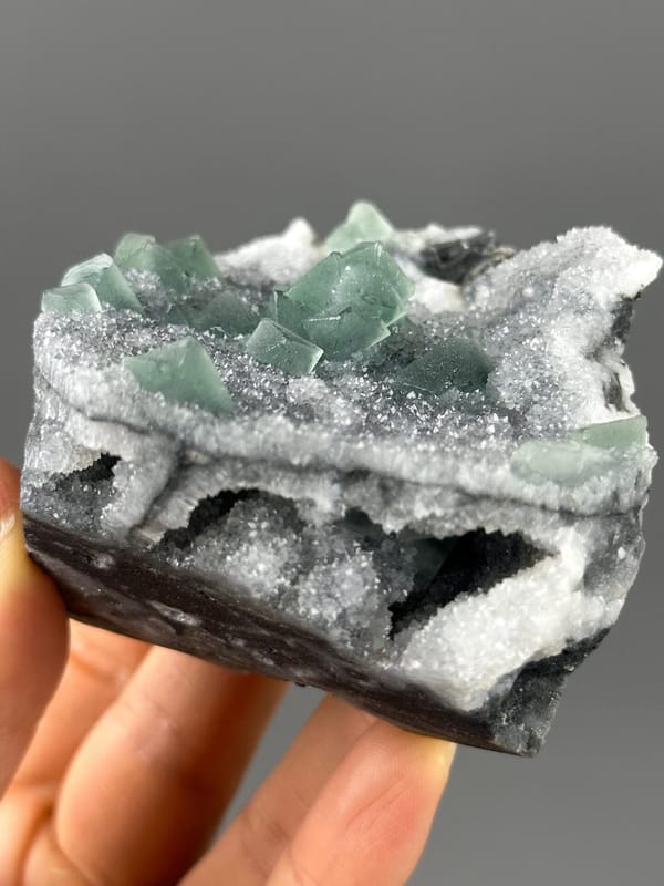 Sugary quartz texture on fluorite surface detail