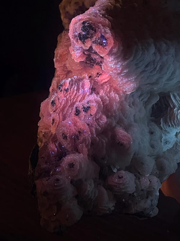 Calcite with petal-like crystal growth and metallic pyrite