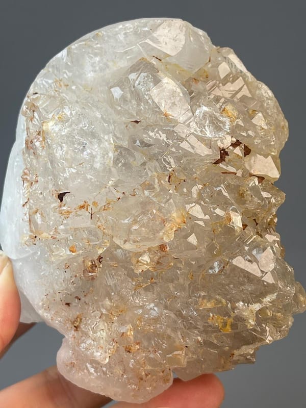 Quartz elephant carving with vitreous to waxy luster