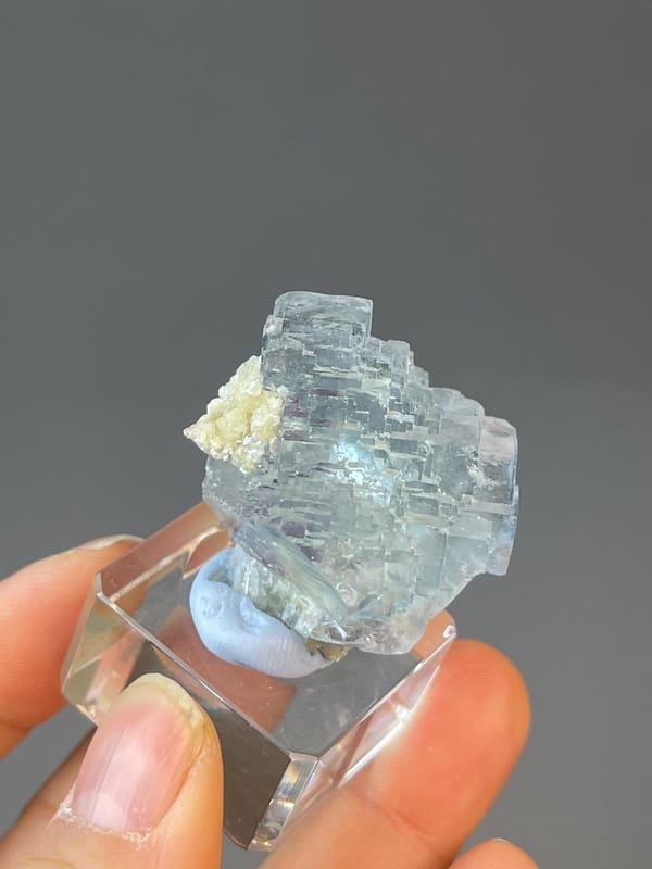 Stepped cubic sky blue fluorite with phantom zones, Yaogangxian
